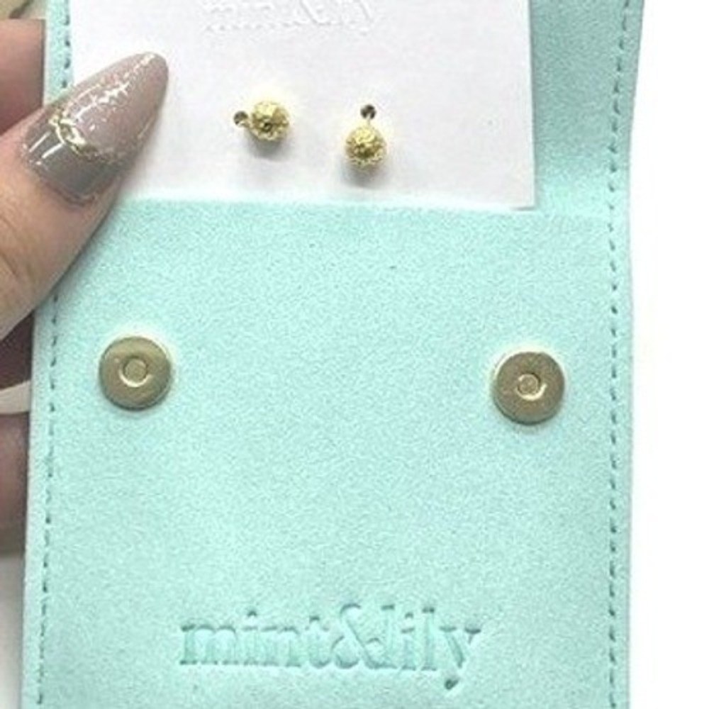 Mint & Lily Gold Textured Ball Stud Earrings Minimalist Round Spherical Posts